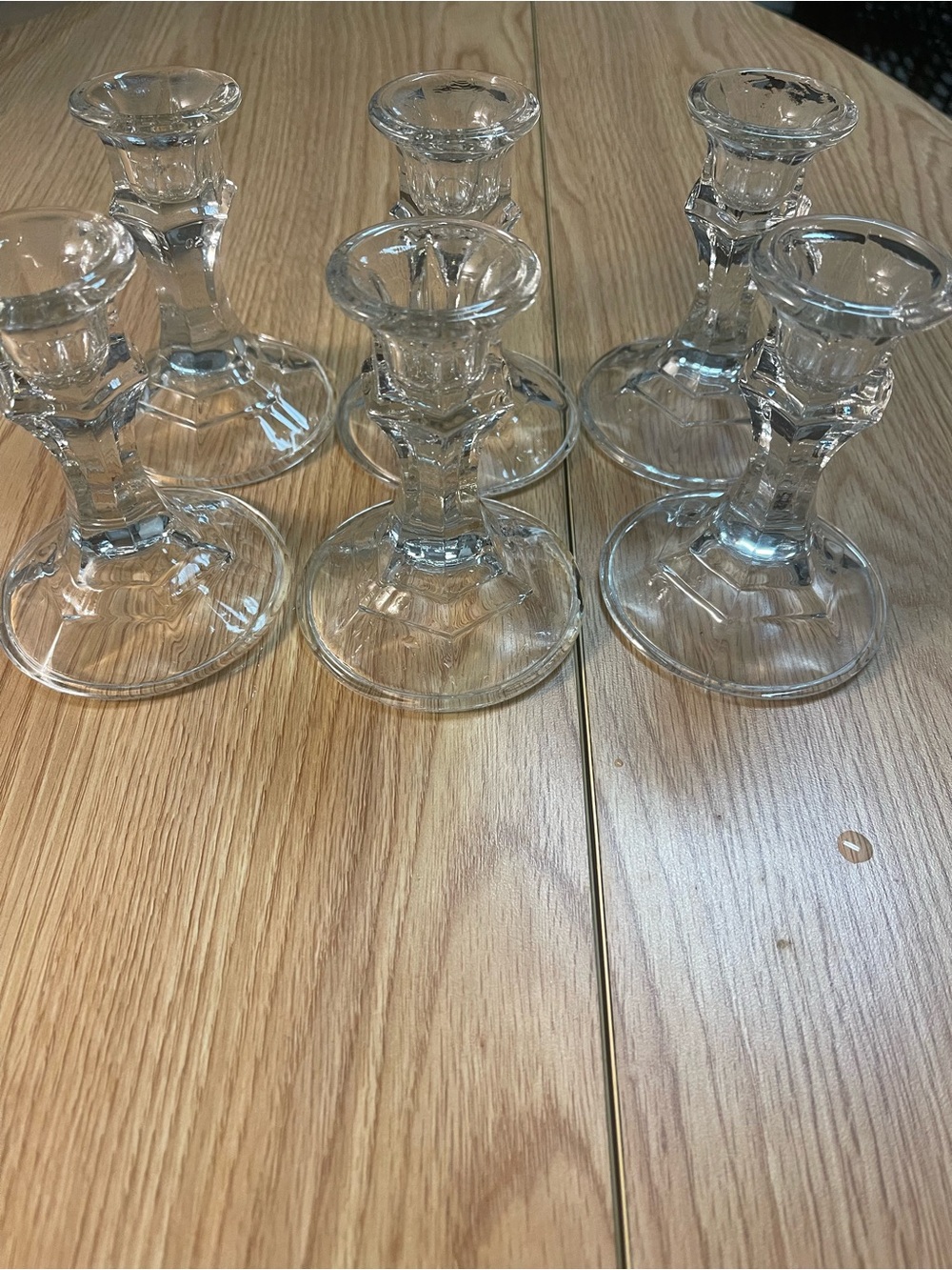 Clear Glass Taper Candle Holders - Set of 6